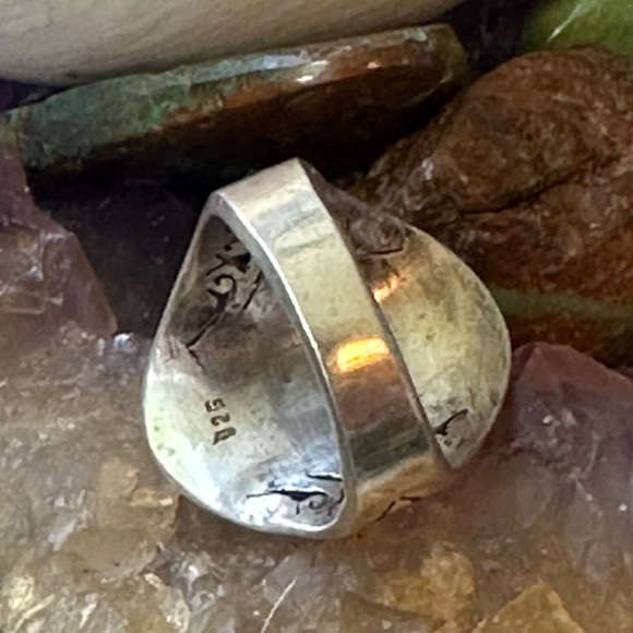 Green chalcedony 925 boho 925 solid sterling silver ring - Picture 6 of 7